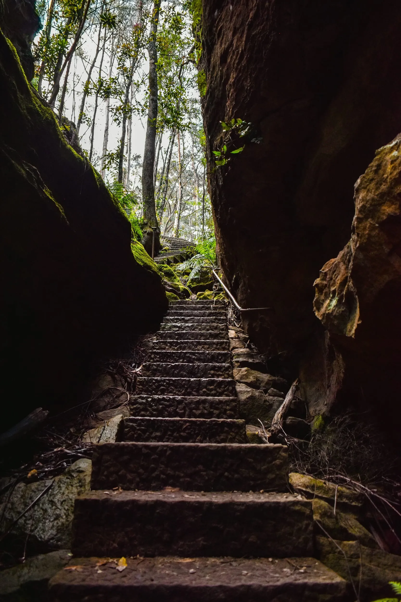 Sandstone stairs cut into a rock face