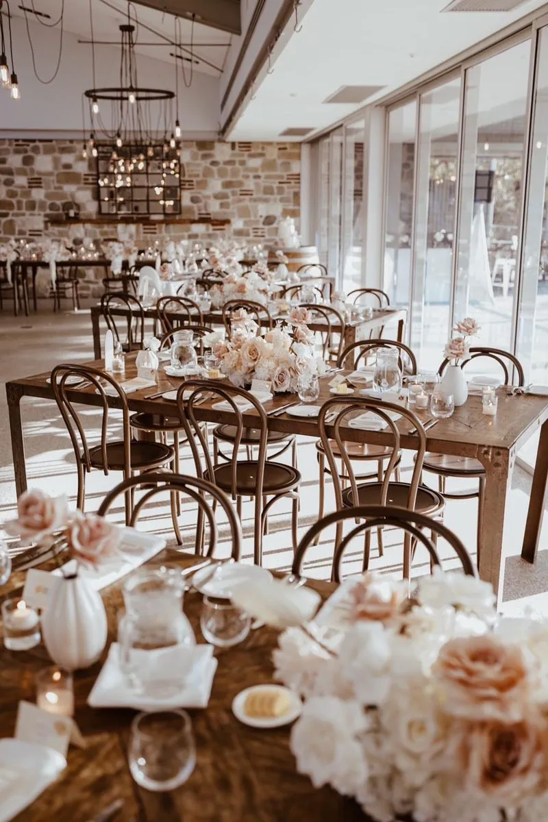 Wedding table styling at The Springs, Peats Ridge